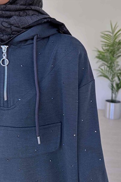 Ka Hijab Anthracite Front Stoned Oys Fabric Hijab Σετ 2 τεμαχίων