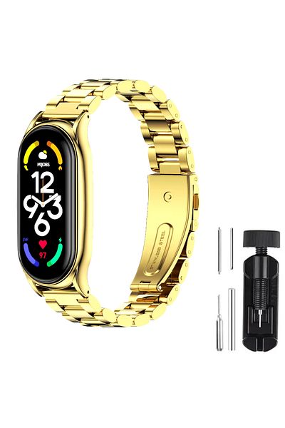 Fibaks Xiaomi Mi Band 3/4 - سوار من الفولاذ المقاوم للصدأ مع ساعة يد