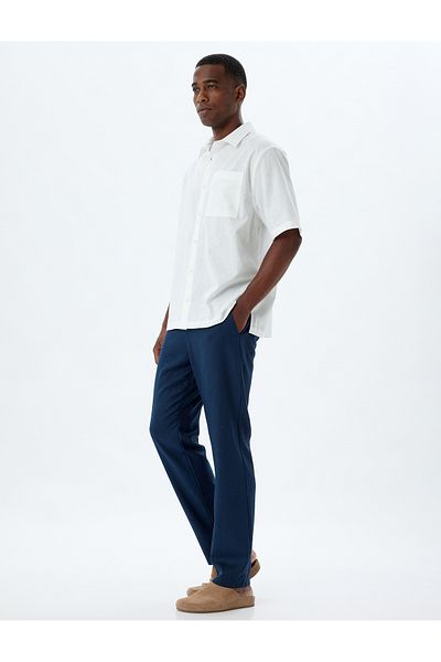 Koton Chino-Hose aus Leinenmischung – Taschendetail und Knopfleiste