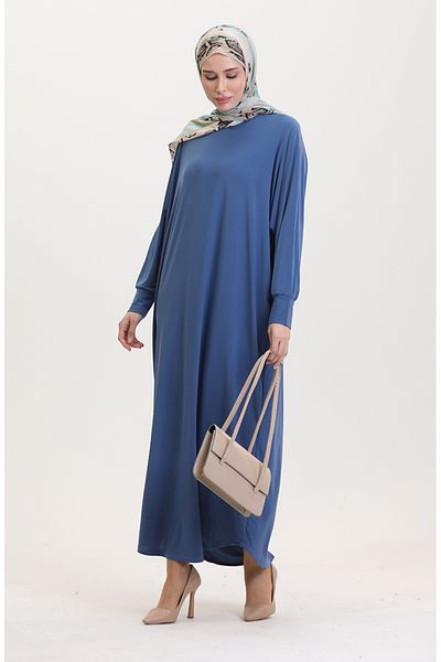 sefamerve Φόρεμα 2000-22 Indigo Loose Bat Sleeve