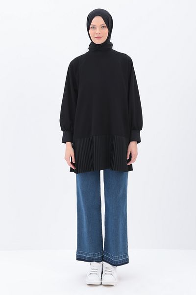 ALLDAY Black Oversize Garni Pleated Tunic