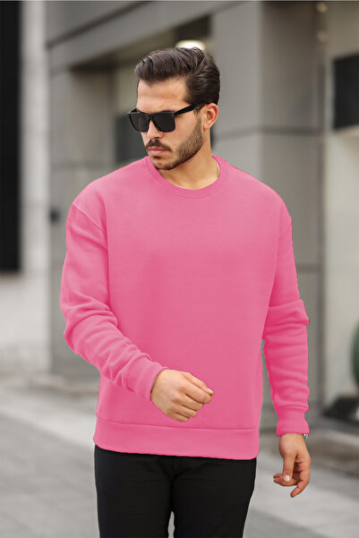 MAXIMILLIAN ΡΟΖ Ανδρικό φούτερ με κανονική εφαρμογή με λαιμόκοψη