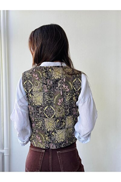 Retrobird V-Neck Five-Button Classic Women's Vest - Multicolor