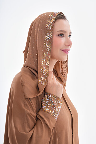 GigiTex عباية على شكل فراشة مع غطاء للرأس وتفاصيل حجرية - تناسب المقاسات 38-44