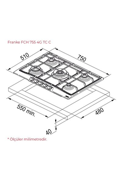 Franke Fch 755 4g Tc C Ankastre Ocak, Classicline, Siyah, 75 Cm, 5 Göz, Wok