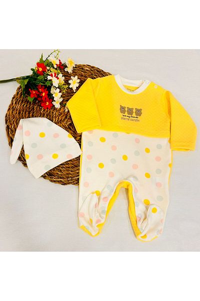 Pierre Cardin Yellow Baby Rompers - with Booties and Hat