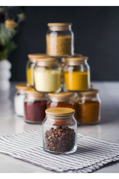 Lizzy 12 Pieces Luxury Glass Spice Set with Vacuum Lid 300 Ml