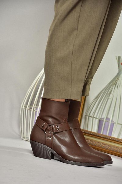 Fox Shoes Τ 404400609   Καφέ Γυναικείες Μπότες με Χοντρό Τακούνι