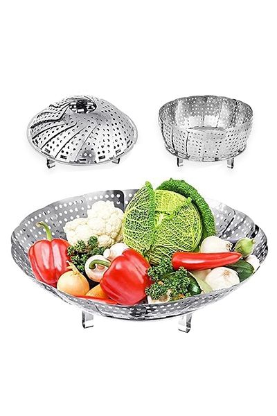 MAROKEN Steaming Apparatus Vegetable Cooking Pot Boiling Strainer Steel Serving Set Vegetable Chopper