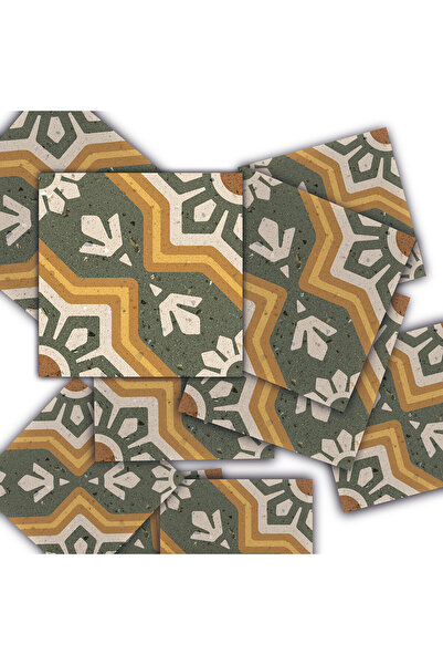 TİNK Kendinden Yapışkanlı Yeşil Yıldız Metraj Desenli Pvc Karo 20x20 Cm 6'lı ...