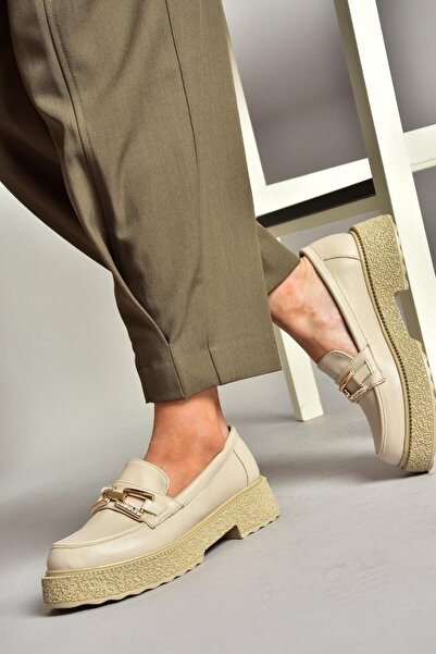 Fox Shoes T996198409 Жіночі туфлі з товстою підошвою бежевого кольору