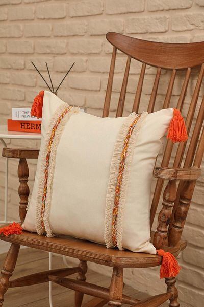 Aisha's Design Handmade Knitted and Tassel Detailed Bohemian Decorative Throw Pillow Cover, K-394
