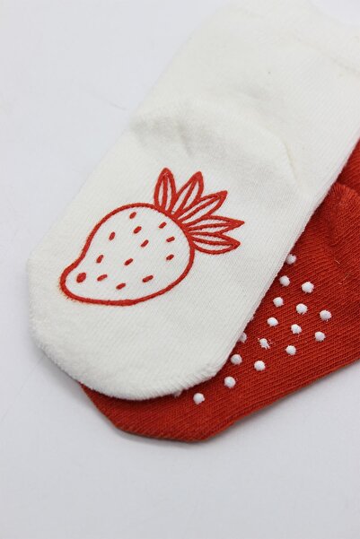 Bistyle Bistil Organic Seamless 2-Piece Fruity Non-Slip Combed Cotton Socket Baby Socks