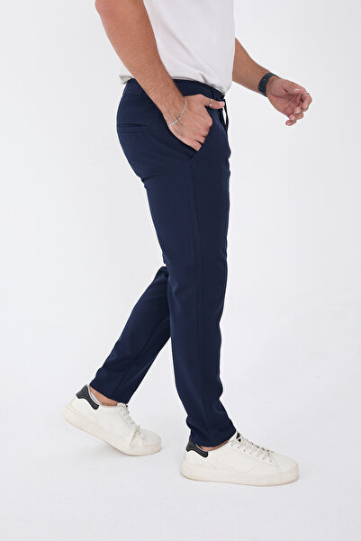 BROCARD Erkek Kışlık Jogger Slimfit Bel Yarım Lastikli Lacivert Kumaş Pantolon