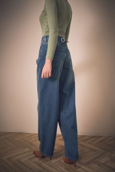 Fulla Moda Palazzo Jean με αγκράφα στη μέση με φερμουάρ