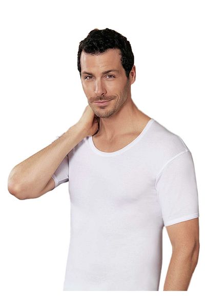 Şahinler E019 Men's 100% Cotton Ribbed Short Sleeve Tank Top