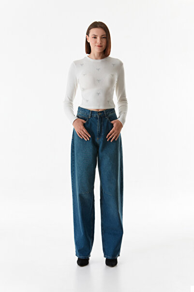 Fulla Moda Zippered Waist Buckle Palazzo Jean