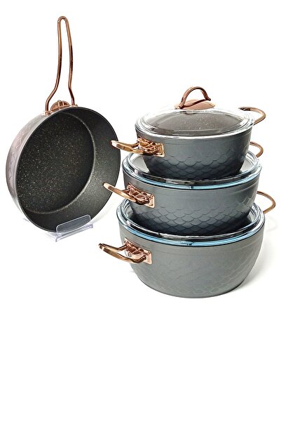 OMS 3542 - MERMAID SETS - 7 Parça, Biogranit, Geniş Taban, Tencere Seti Antra...