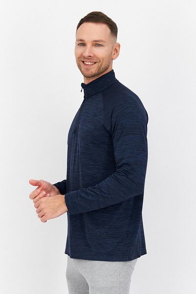Lyle & Scott Men Mock Neck Heather Long Sleeve Sweatshirts, Navy