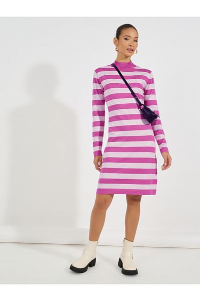 Styli Striped Sweater Knee Length Dress