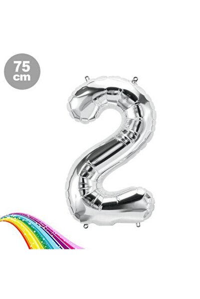 Parti Dükkanım 2 عدد بالون فويل فضي (75 سم)