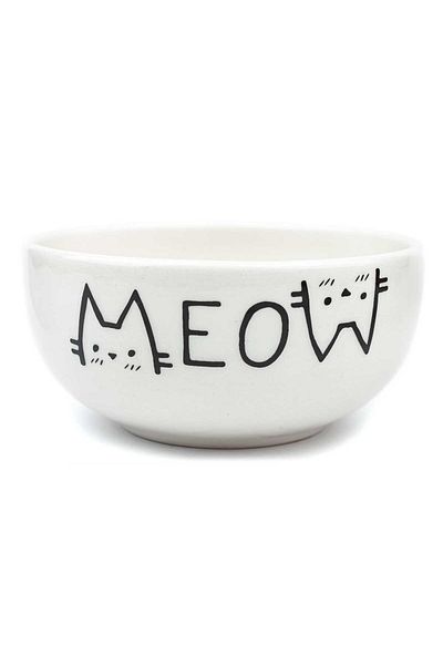 PALTO TASARIM Meow Cream Shiny Ceramic Bowl - Gift Ceramic Bowl