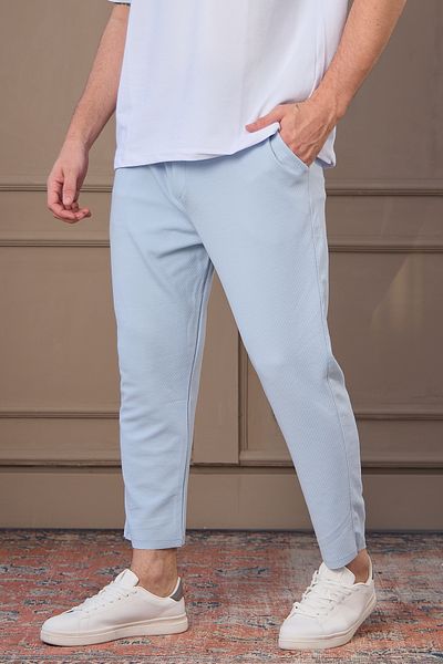 MAXIMILLIAN Light Blue Men's Short Leg 100% Cotton Trousers