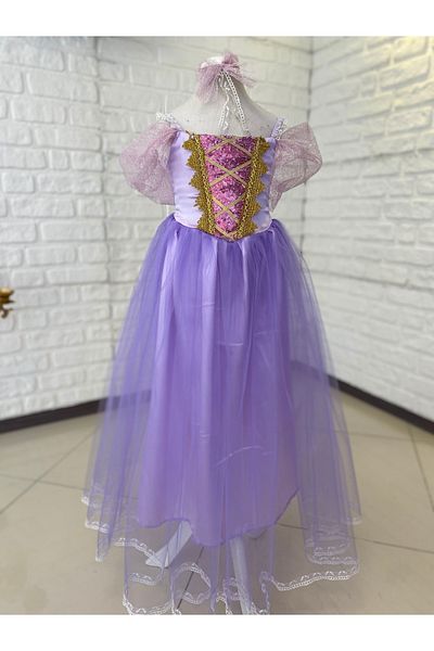 black white wedding Costum Rapunzel pentru fetiță Rochie de petrecere de aniversare