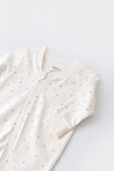 BabyCosy Salopeta cu fermoar cu maneca lunga si pantaloni lungi Ecru cu buline, BabyCosy, 18-24 luni