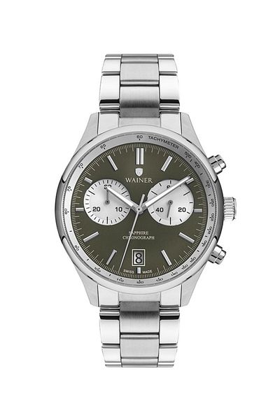 Wainer Wa.19001-B Quartz Conograph Steel Gray Green Dial 44 mm Men's Wristwatch