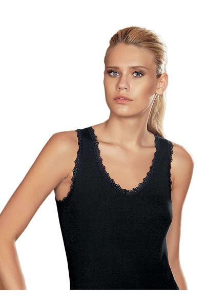 Şahinler B610 Women's Thick Strap Ribbed V-Collar Undershirt