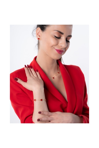 YCL JEWELLERY Kırmızı Altın Kalp Kolye