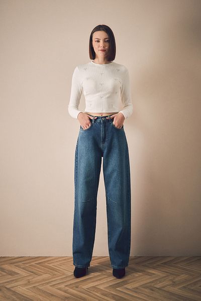 Fulla Moda Palazzo Jean με αγκράφα στη μέση με φερμουάρ