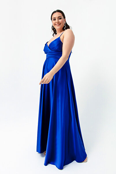 Lafaba Női szaxfonos pánt nagyméretű szatén hosszú estélyi ruha és ballagási ruha