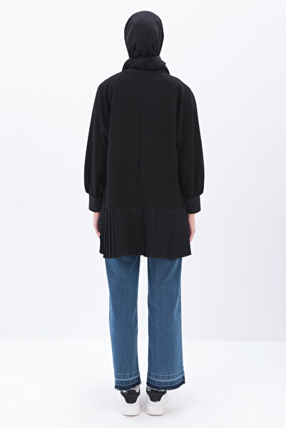 ALLDAY Siyah Oversize Garni Piliseli Tunik