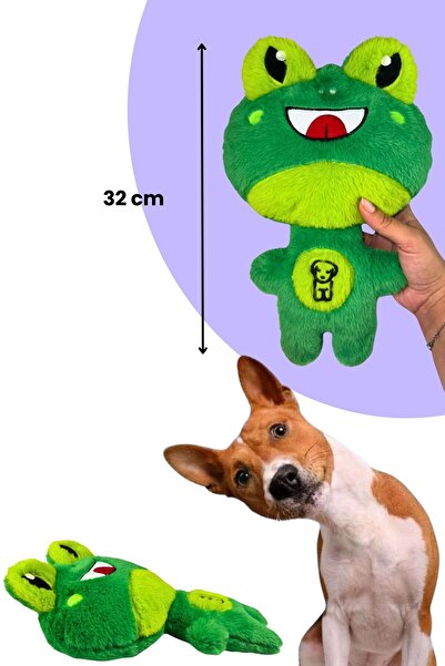 Havhav Yeşil Kurbağa Peluş Köpek Oyuncağı Vikvik Sesli Peluş Köpek Aktivite ve Uyku Arkadaşı