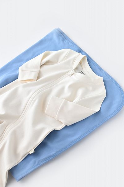 BabyCosy Salopeta cu fermoar cu maneca lunga si pantaloni lungi Ecru, BabyCosy, 6-9 luni