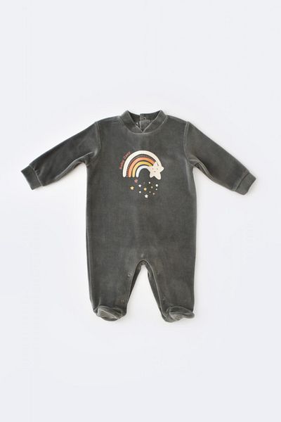 BabyCosy Salopeta Curcubeu cu maneca lunga si botosei  Antracit, BabyCosy, 3-6 luni