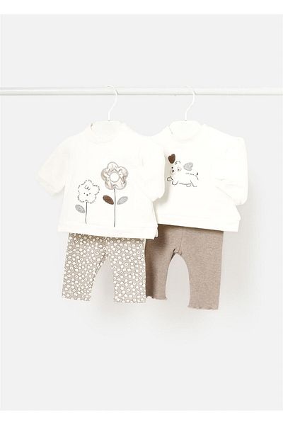 MAYORAL Brown Baby Girl 4-Piece Set - Lower and Upper Set 2786