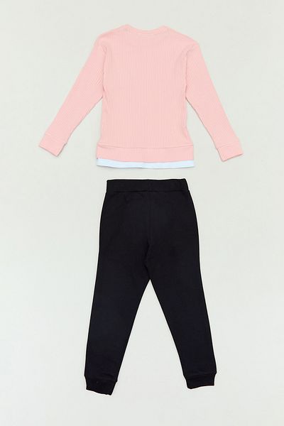 Fulla Moda Embroidered Crew Neck Jogger Girl's Suit