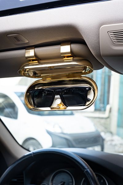 Focus On Glasses Box Attached to Car Sun Visor |   Universal In-Car Glasses Carrier |   Magnetic Cover