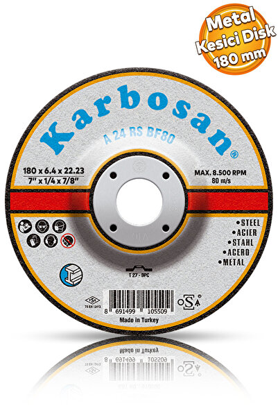 Badem10 Karbosan Metal Kesici Taş Disk Taşlama Spiral Demir Kesme Diski 180x3...