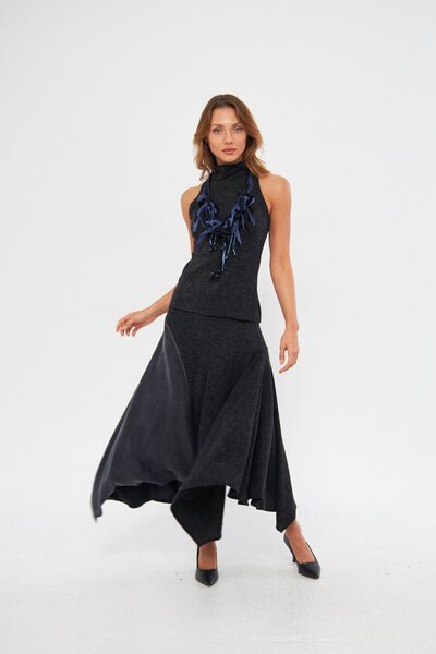 LAMANTE BALIKÇI YAKA ANTRASİT BLUZ