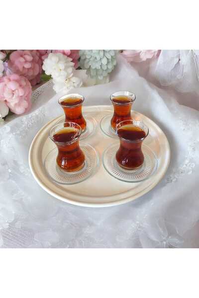 EceAksesuar Metal Presentation Tray, Coffee Tray, Tea Tray, 30 cm Round Tray