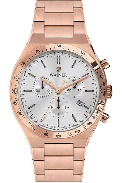 Wainer Wa.10100-D Quartz Swiss Made 42 mm Rose Gold Men's Wrist Watch with Chron