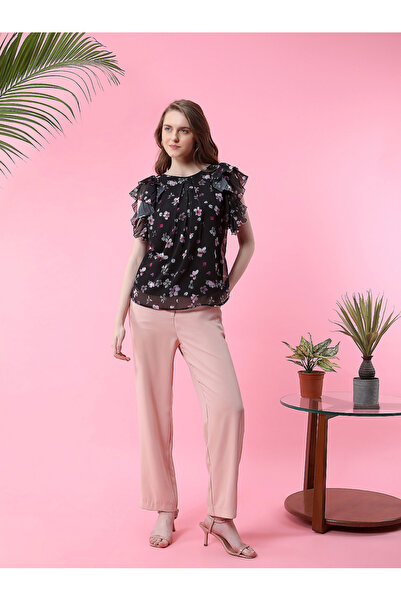 Mish By Styli Floral Print Frill Sleeves Georgette Top