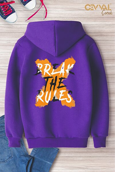 Cevval Back Printed Hooded Oversize Children's Sweat Shirt