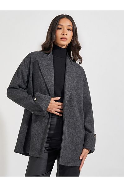 Styli Oversized Longline Wool Like Trench Jacket