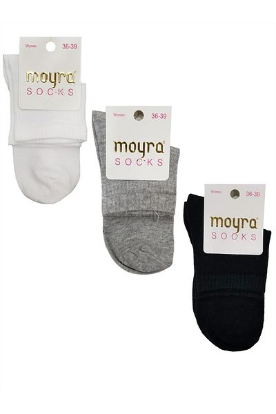 Moyra Socks Дамски чорапи Moyra, 3 броя, обикновени, памучни, половинки