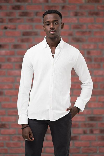 ModTime Πλεκτό μοτίβο Full Lycra Cotton Slimfit πουκάμισο